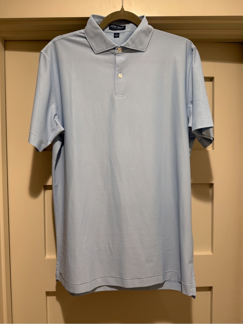 Peter Millar Crown Crafted Polo Men’s M Blue White Micro Check Golf